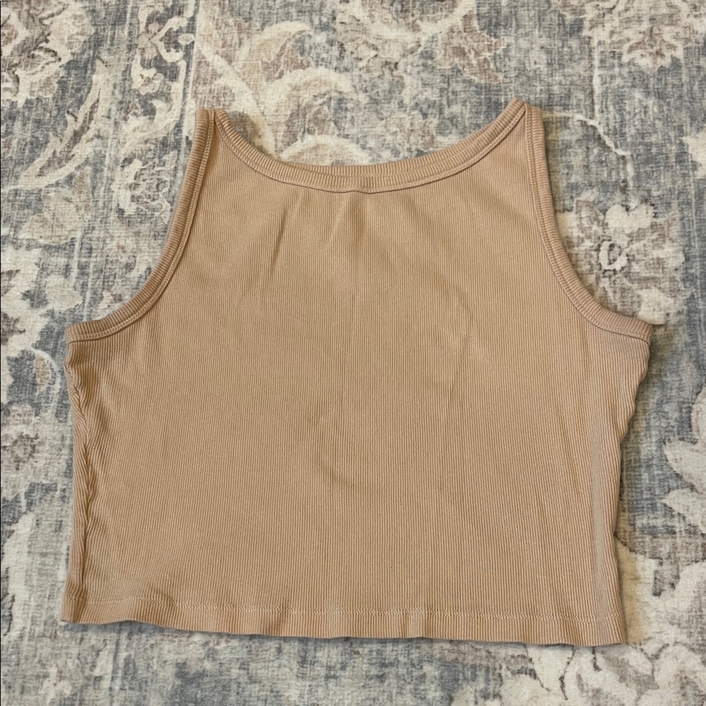 Cotton Tan Ribbed Women's Tank Top